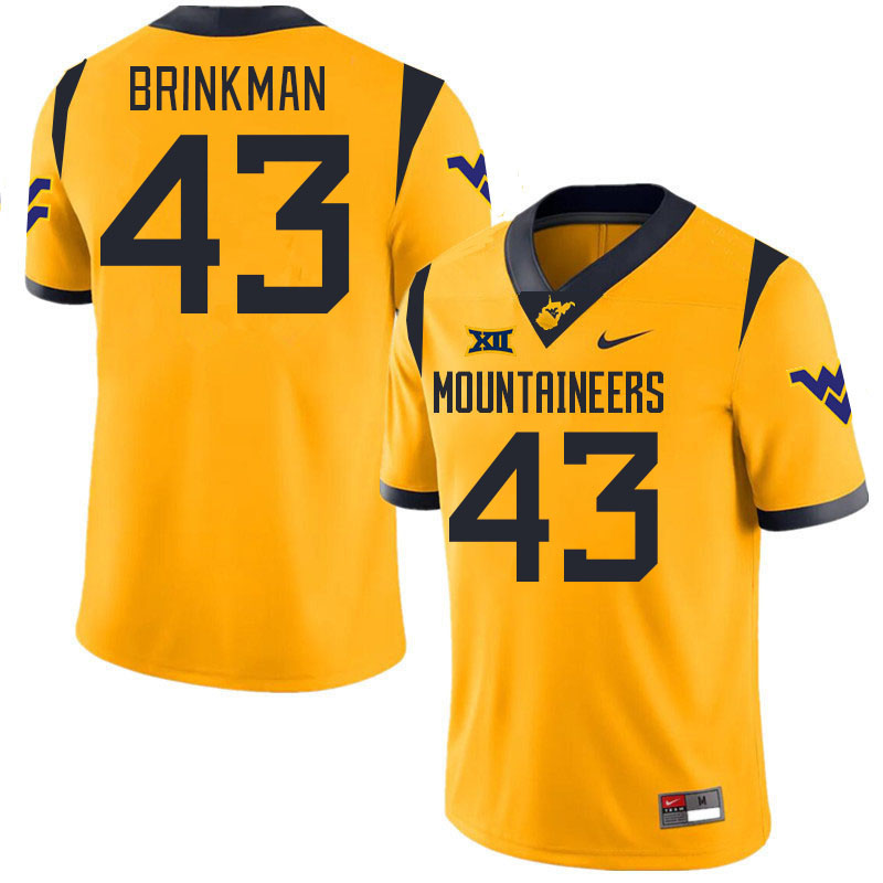 #43 Austin Brinkman West Virginia Mountaineers College 2024 New Uniforms Football Jerseys Stitched Sale-Gold